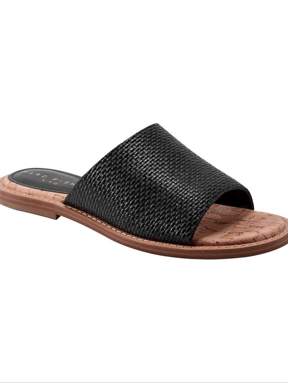 Marc Fisher Black Woven Slide with Cork Insole Size 8 New